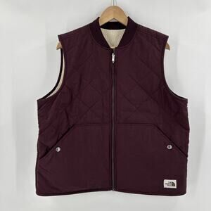 The North Face Cuchillo Vest Women XL Root Brown Sherpa Lined Reversible Zip